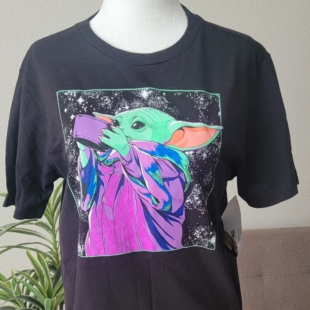 Yoda Star Wars Boys 100% Cotton black T shirt size TTG 18/ Boys XXL
